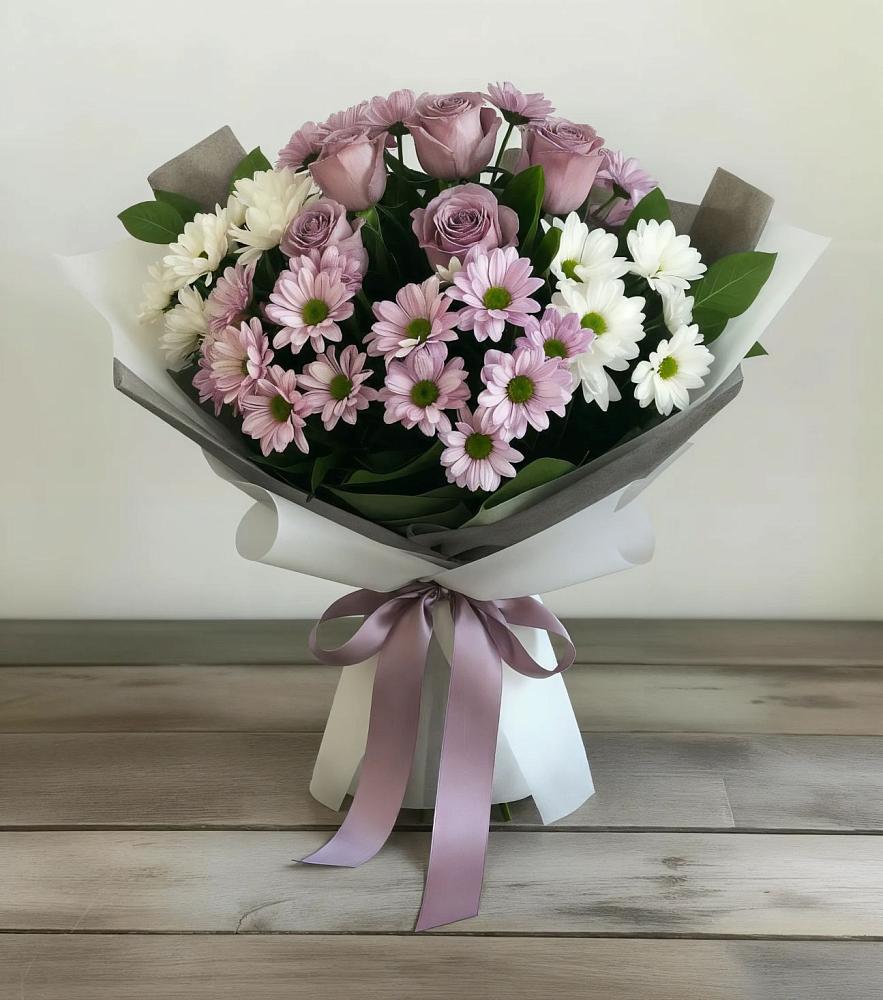 Букет цветов из: Хризантемы и Розы в Андрюках
