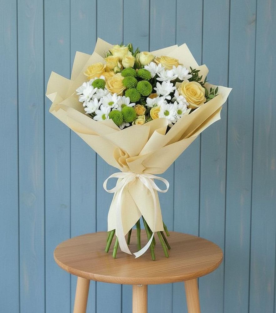 Букет цветов из: Хризантемы и Розы в Андрюках