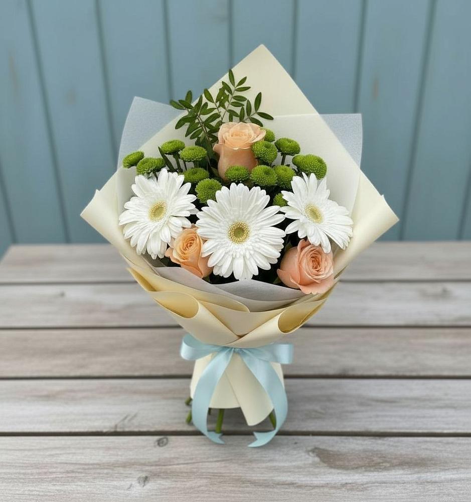 Букет цветов из: Герберы, Розы и Хризантемы в Андрюках