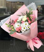 Букет цветов из:  Розы, Лизиантусы и Хризантемы в Андрюках
