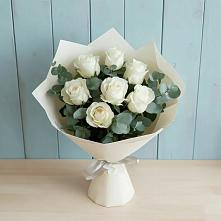 Букет Белые розы в Эвкалипте в Андрюках